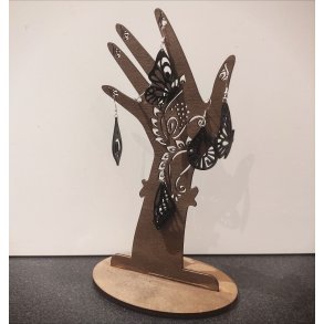 Smykkeh�nd i fin�r, mahognifarvet 25 cm i h�jden, 12 cm i bredden