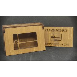 Gaveske til gavekort, Valnddebrun, 3mm Birkefinr, str. 95 x 65 x 25 mm