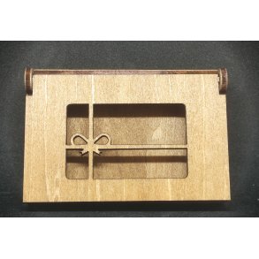 Gave�ske til gavekort, Valn�ddebrun, 3mm Birkefin�r, str. 95 x 65 x 25 mm