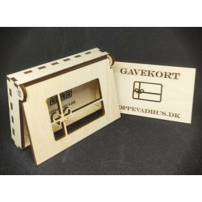 Gave�ske til gavekort, 3mm Birkefin�r, str. 95 x 65 x 25 mm