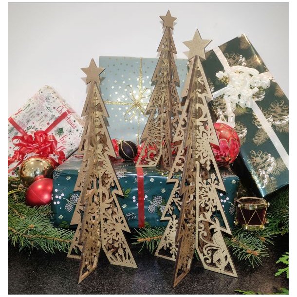 Juletr� guld, s�t � 3 stk.