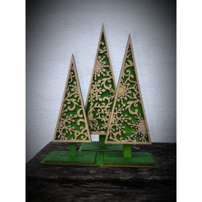 Juletr� i birkefin�r, i flere farver, 3 stk.