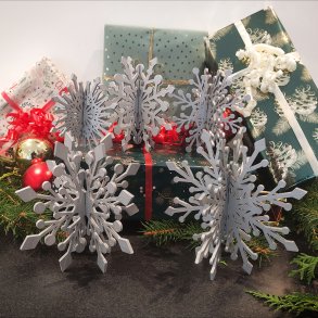 Snekrystal i s�lv s�t � 5 stk.