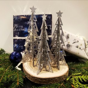 Juletr� s�lv, s�t � 3 stk.