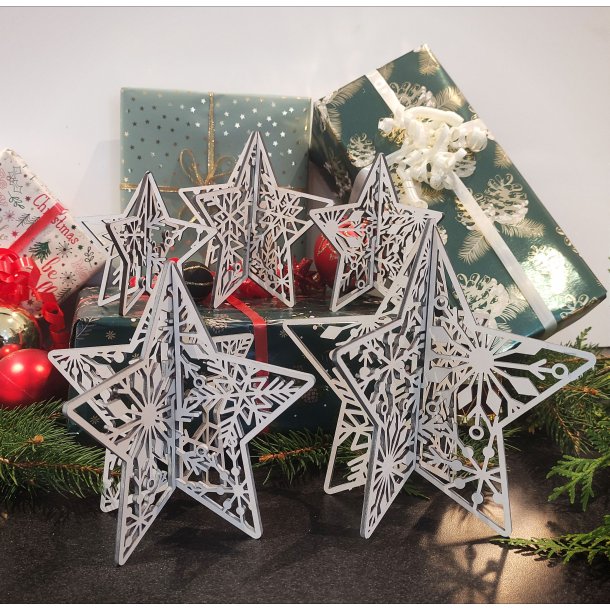 Stjerne i hvid, s�t � 5 stk.