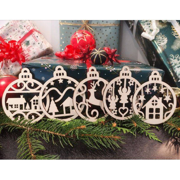 Julekugle i natur, s�t � 5 stk.