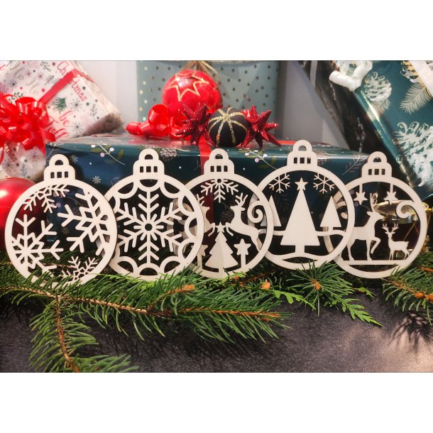 Julekugle i natur, s�t � 5 stk.