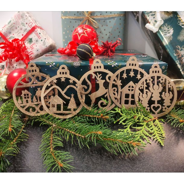 Julekugle i guld s�t � 5 stk.