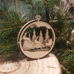 Julekugle dobbeltsidet, 2,2 mm birkefin�r, guld eller s�lv, s�t � 3 stk.