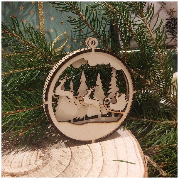 Julekugle dobbeltsidet, 2,2 mm birkefin�r, guld eller s�lv, s�t � 3 stk.