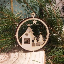 Julekugle dobbeltsidet, 2,2 mm birkefin�r, guld eller s�lv, s�t � 3 stk.