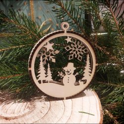 Julekugle dobbeltsidet, 2,2 mm birkefin�r, guld eller s�lv, s�t � 3 stk.