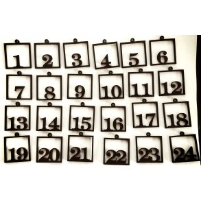 Tal til julekalender, i 3 mm birkefin�r, sortmalet