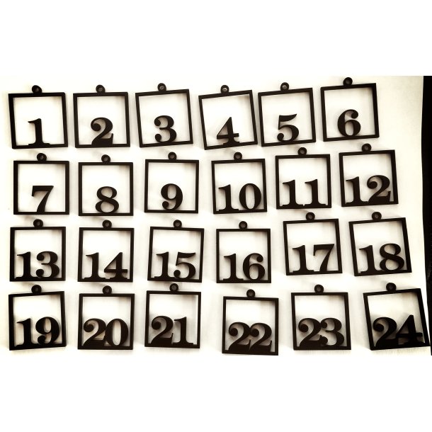 Tal til julekalender, i 3 mm birkefin�r, sortmalet