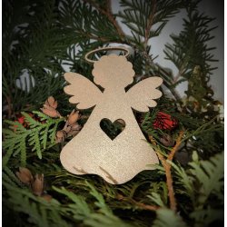 Engle i 3mm birkefin�r, i farven s�lv, guld ell. natur, h�jde 100mm