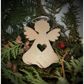 Engle i 3mm birkefin�r, i farven s�lv, guld ell. natur, h�jde 100mm