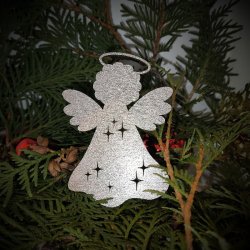 Engle i 3mm birkefin�r, i farven s�lv, guld ell. natur, h�jde 100mm