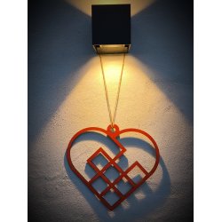 Jule Hjerte i fletmotiv, 6mm birkefin�r, f�es i flere farvevarianter