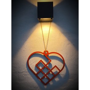 Jule Hjerte i fletmotiv, 6mm birkefin�r, f�es i flere farvevarianter