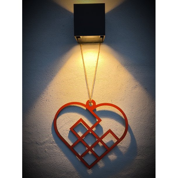 Jule Hjerte i fletmotiv, 6mm birkefin�r, f�es i flere farvevarianter