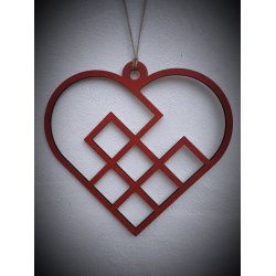 Jule Hjerte i fletmotiv, 6mm birkefin�r, f�es i flere farvevarianter