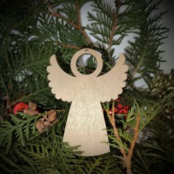 Engle i 3mm birkefin�r, i farven s�lv, guld ell. natur, h�jde 100mm