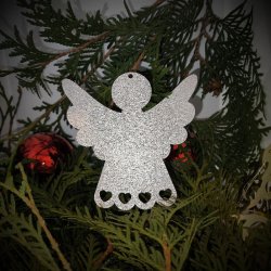 Engle i 3mm birkefin�r, i farven s�lv, guld ell. natur, h�jde 100mm