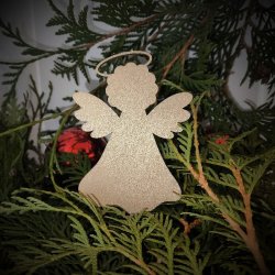 Engle i 3mm birkefin�r, i farven s�lv, guld ell. natur, h�jde 100mm