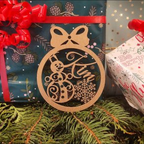 Julekugle m. navn Guld, S�lv 1 stk., 80 mm i diamter