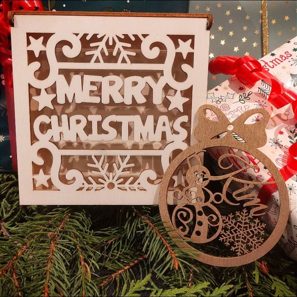 Gave�ske til julepynt, 2mm birkefin�r, med plads til 5 julekugler