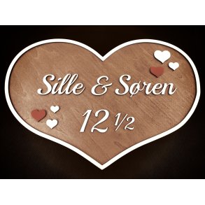 Skilt til �resport, kobberbryllup, s�lvbryllup eller guldbryllup.