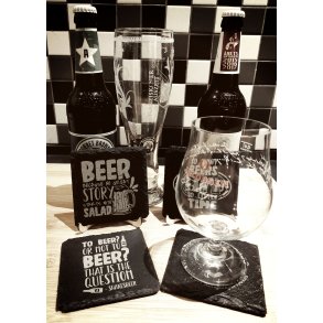 Skifer, coasters, anretning af mad, &oslash;lbrikker